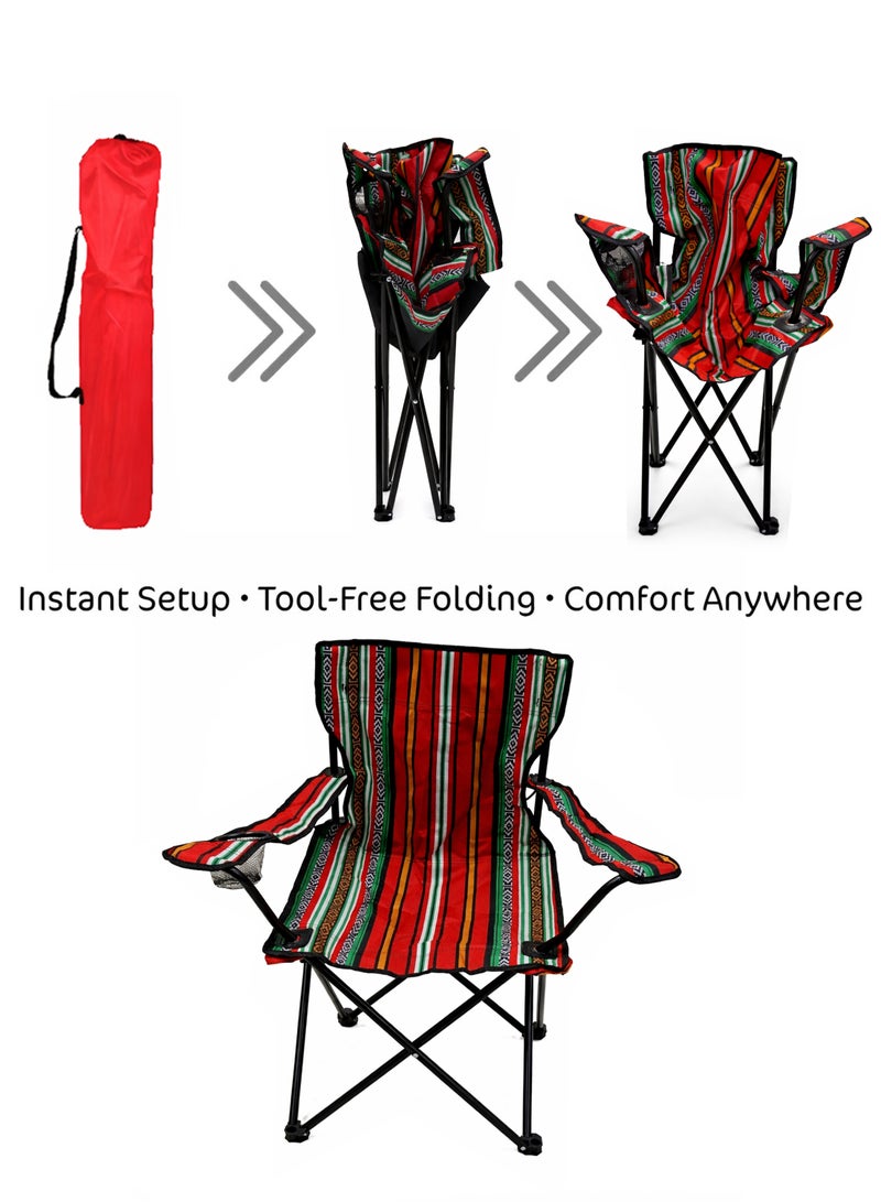 Toshionics Foldable Camping Chair with Cup Holder & Padded Armrests 50x50x80cm – Portable Outdoor Camping & Beach Chair, Heavy Duty Steel Frame, Oxford Fabric, Carry Bag Included, 120kg Capacity - Image 5
